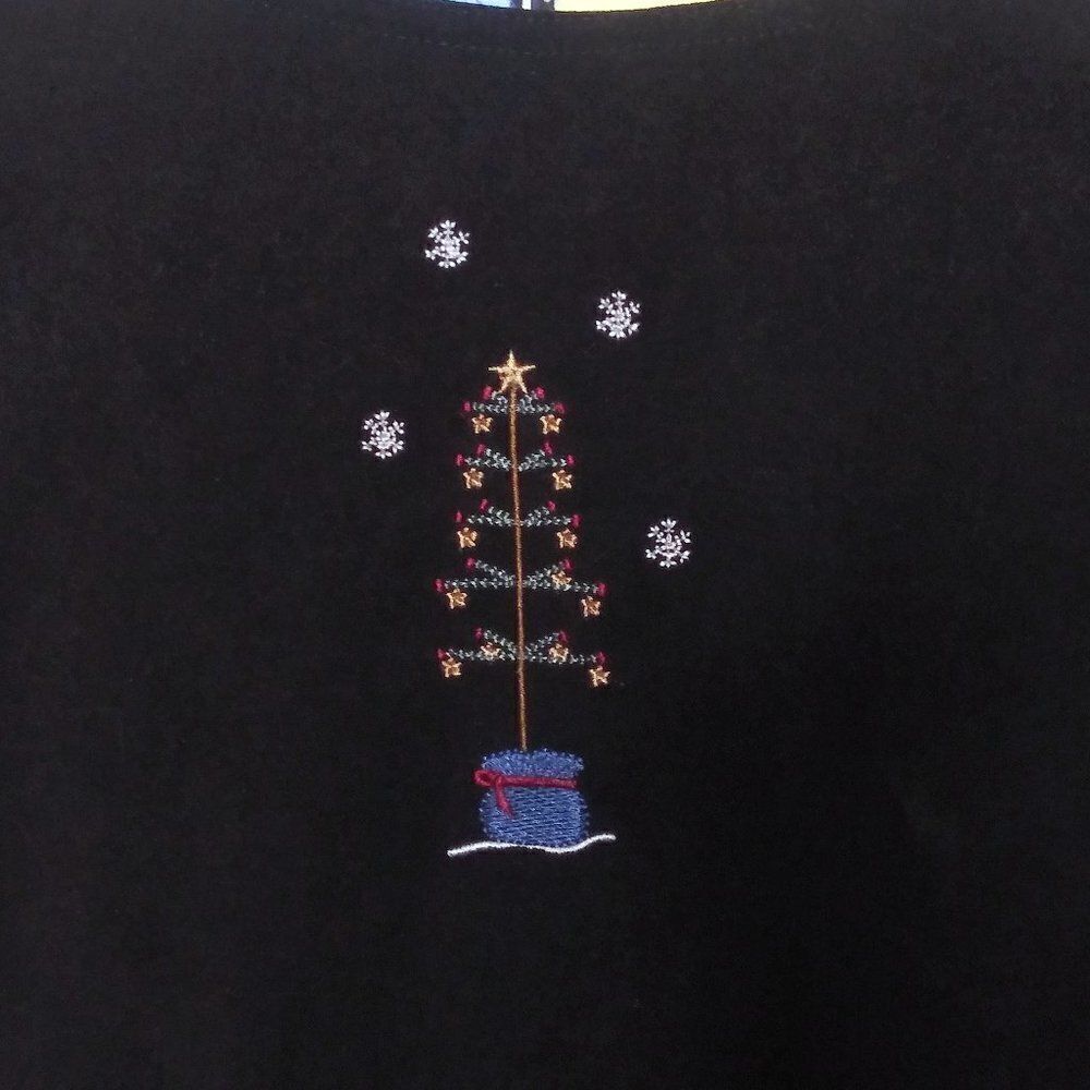 CHRISTOPHER & BANKS Faux Suede Christmas Embroidered Maxi Dress Pockets Sz L VTG - Picture 6 of 8